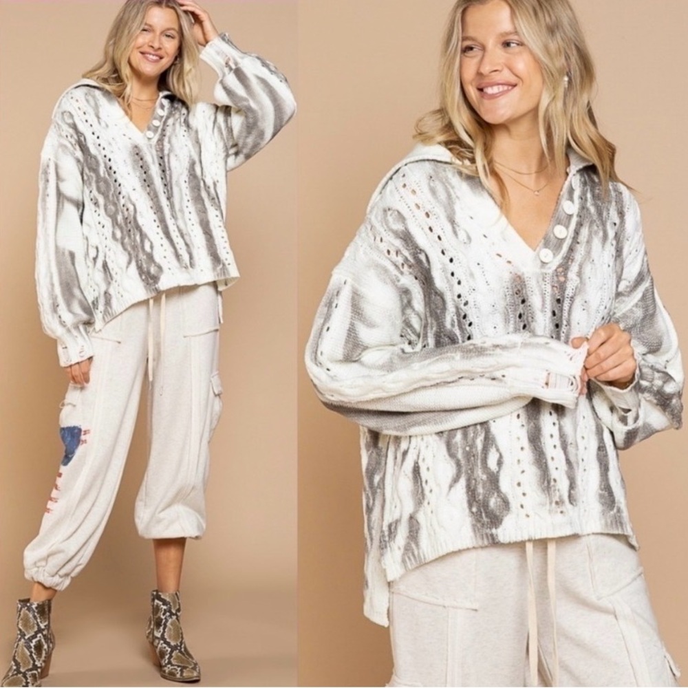 POL $139 MSRP Women's Chunky Cable Knit TyeDye Medium BNWOT SWEATER Oversized!!